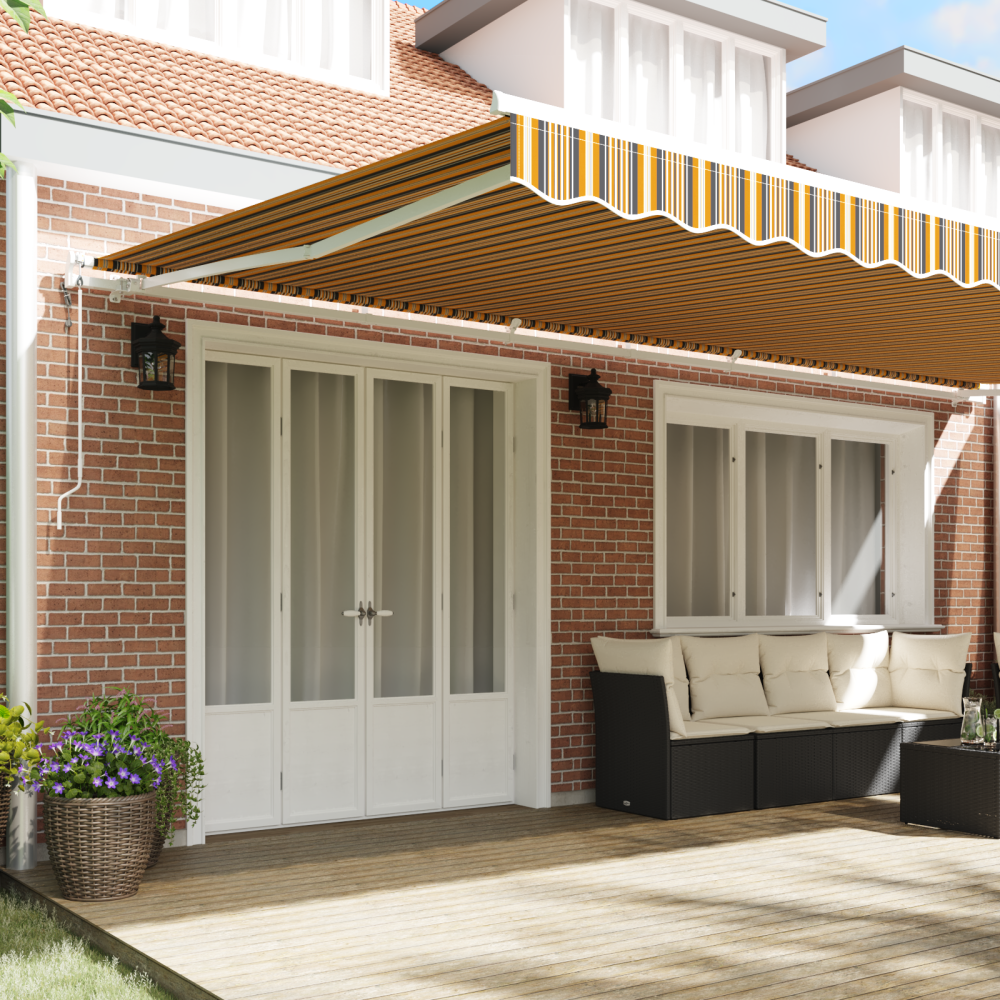 Produktbild för Utdragbar markis Flerfärgsdesign 600 × 350 cm Duk och Aluminium
