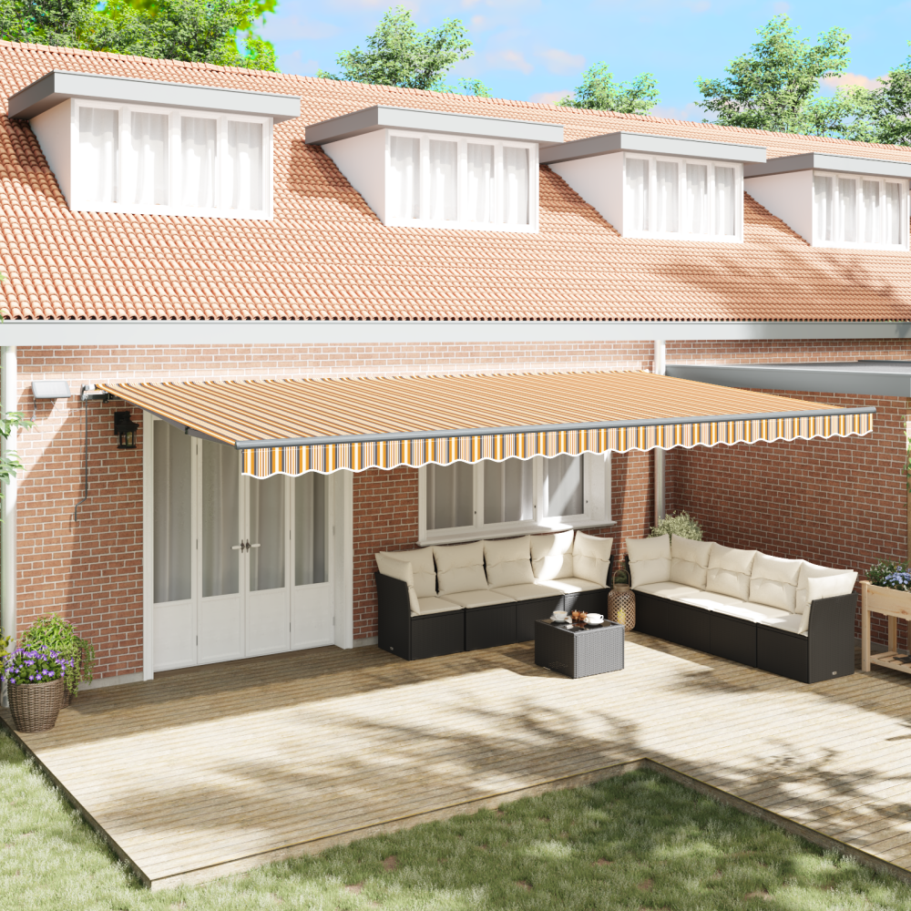 Produktbild för Utdragbar markis Flerfärgsdesign 600 × 350 cm Duk och Aluminium
