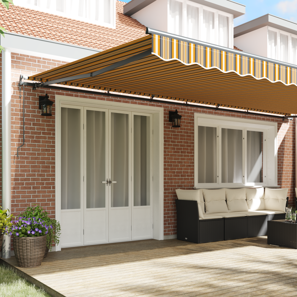 Produktbild för Utdragbar markis Flerfärgsdesign 600 × 350 cm Duk och Aluminium