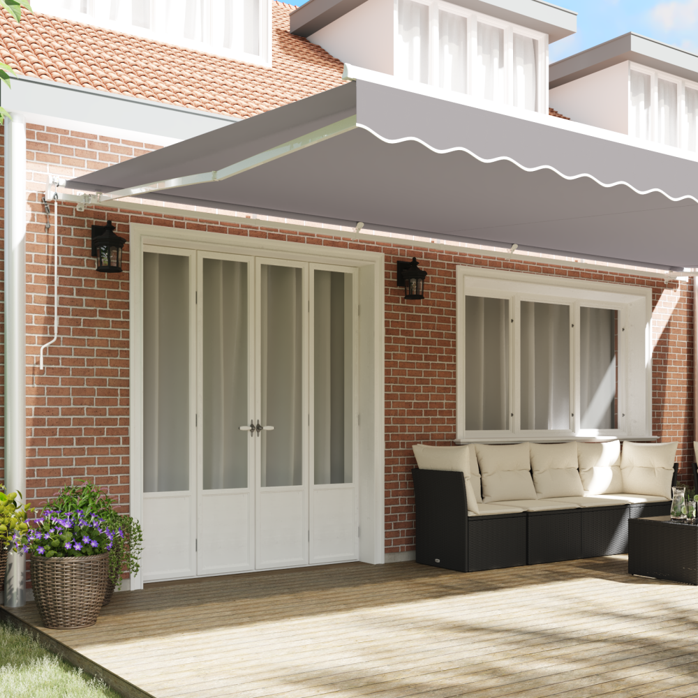Produktbild för Utdragbar markis Ljusgrå 600 × 350 cm Duk och Aluminium