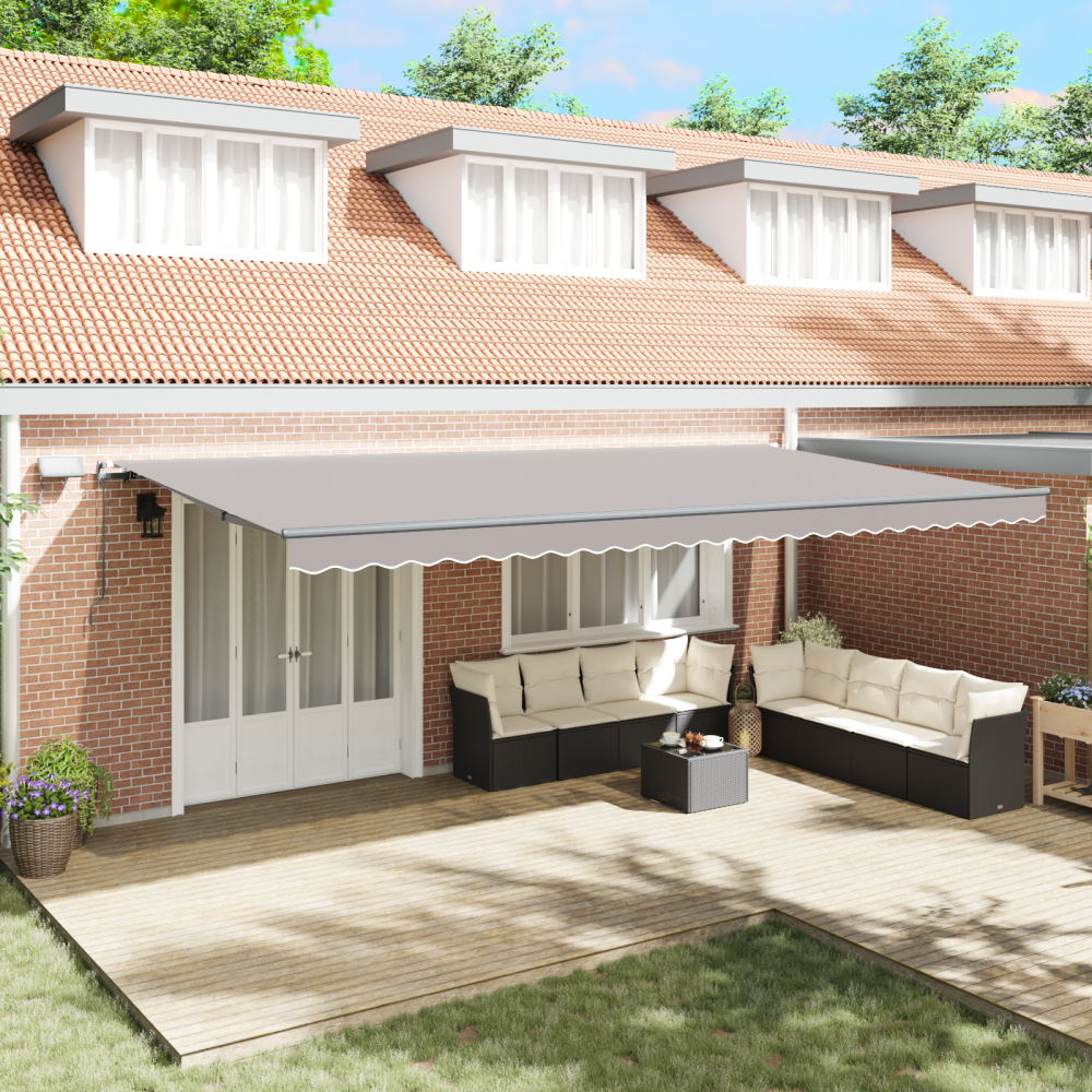 Produktbild för Utdragbar markis Ljusgrå 600 × 350 cm Duk och Aluminium