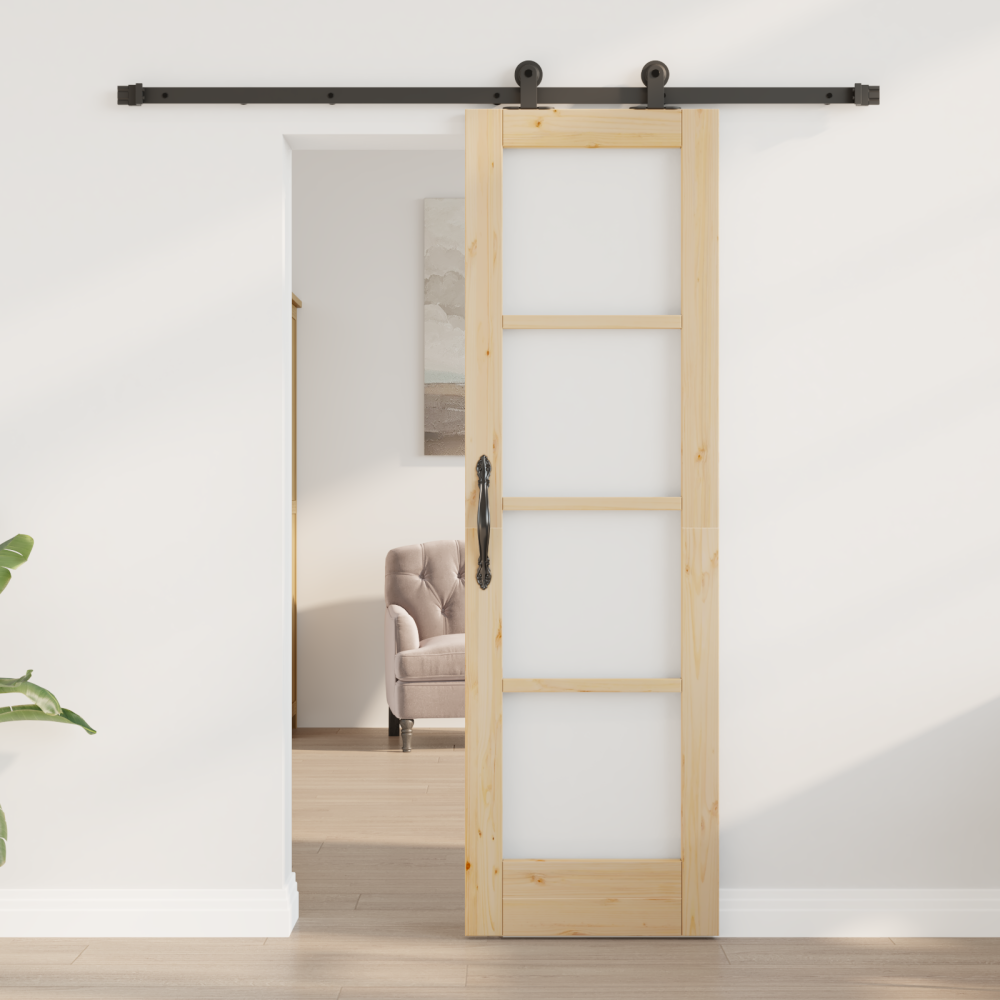 Produktbild för Skjutdörr ORKDAL Naturlig och svart 61 x 198,5 cm
