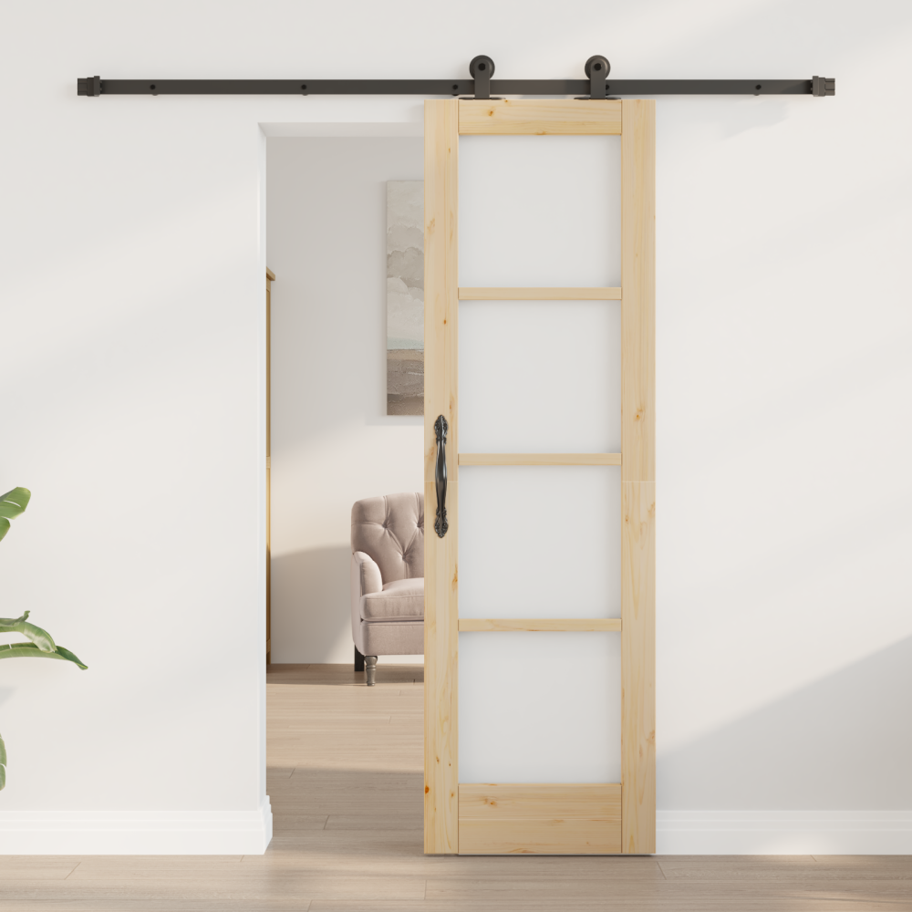 Produktbild för Skjutdörr ORKDAL Naturlig och svart 61 x 198,5 cm