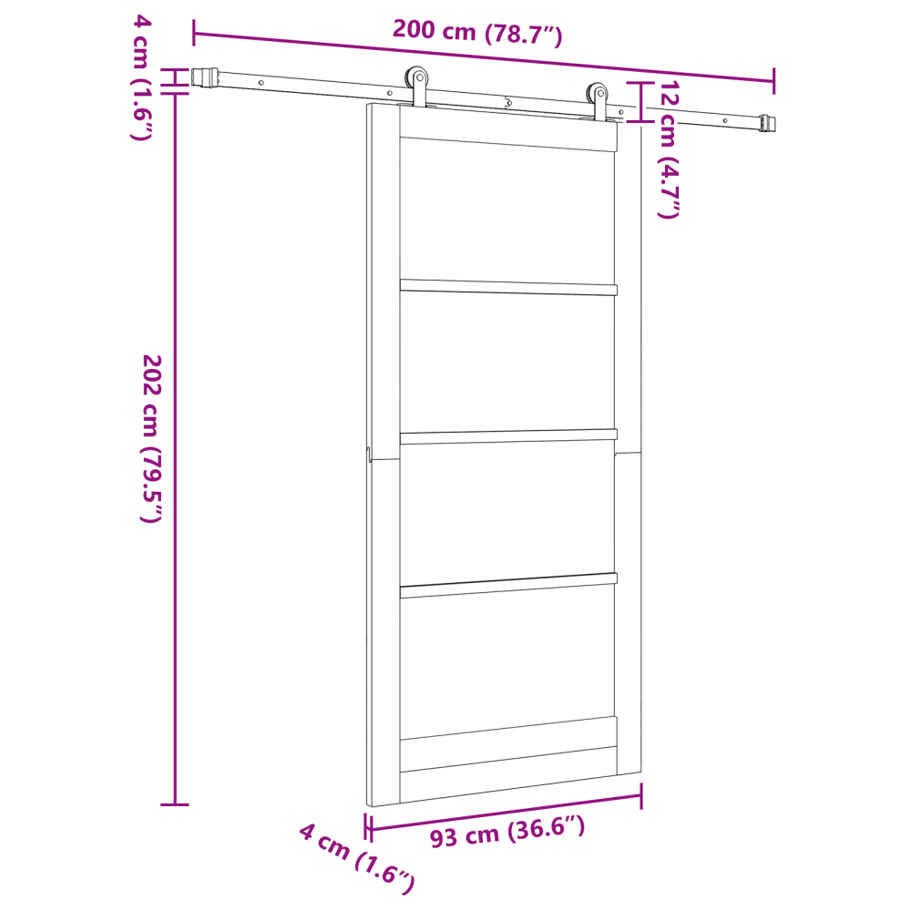 Produktbild för Skjutdörr ORKDAL Vit 93 x 202 cm Massivt tallträ och glas