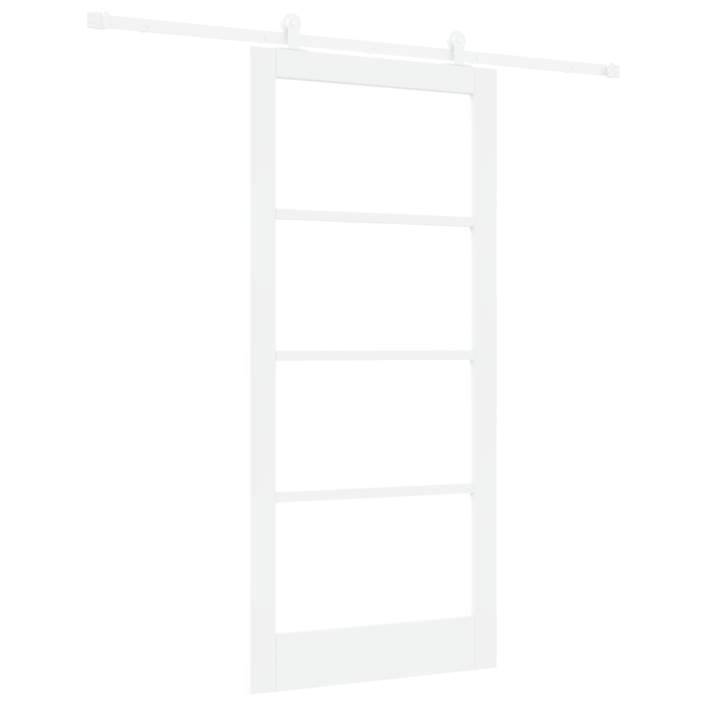 Produktbild för Skjutdörr ORKDAL Vit 93 x 202 cm Massivt tallträ och glas
