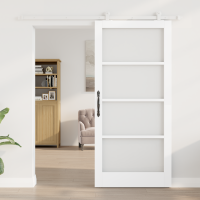 Produktbild för Skjutdörr ORKDAL Vit 93 x 202 cm Massivt tallträ och glas