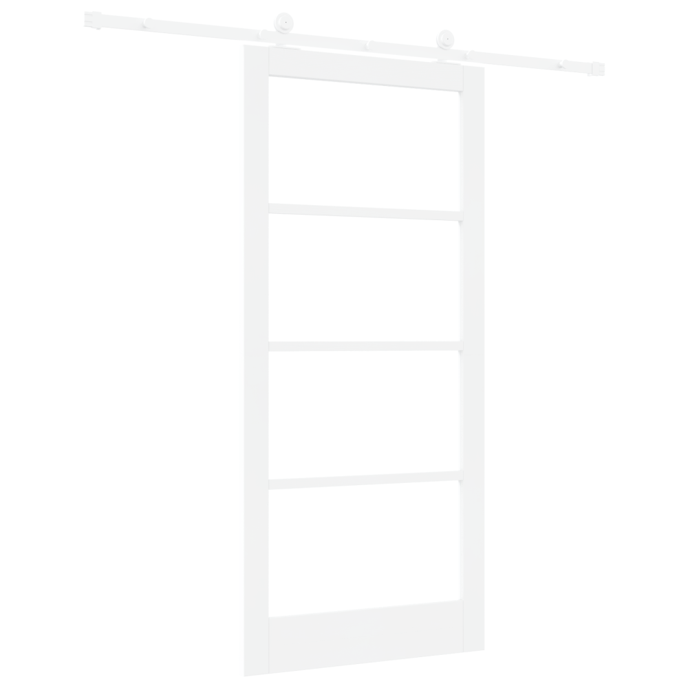 Produktbild för Skjutdörr ORKDAL Vit 93 x 202 cm Massivt tallträ och glas