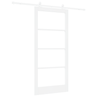 Produktbild för Skjutdörr ORKDAL Vit 93 x 202 cm Massivt tallträ och glas
