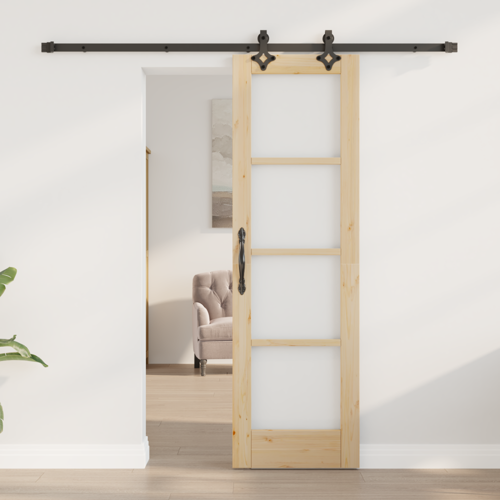 Produktbild för Skjutdörr ORKDAL Naturlig och svart 61 x 198,5 cm