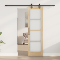 Produktbild för Skjutdörr ORKDAL Naturlig och svart 61 x 198,5 cm
