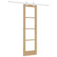 Produktbild för Skjutdörr Naturfärg 61 x 198,5 cm Massivt tallträ och glas