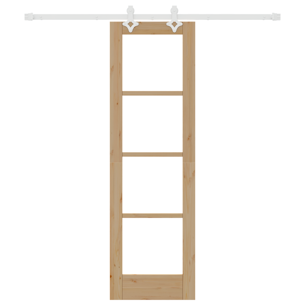 Produktbild för Skjutdörr Naturfärg 61 x 198,5 cm Massivt tallträ och glas