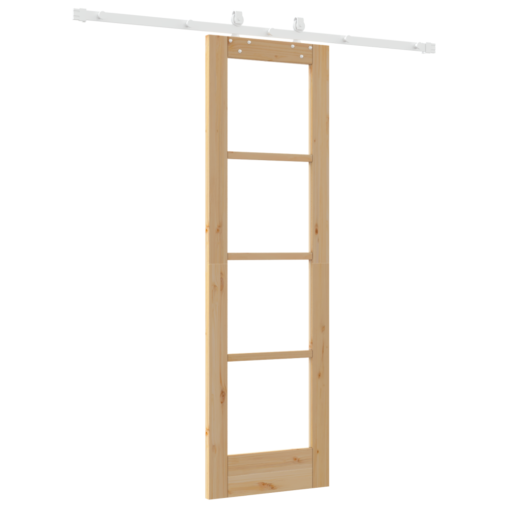 Produktbild för Skjutdörr Naturfärg 61 x 198,5 cm Massivt tallträ och glas