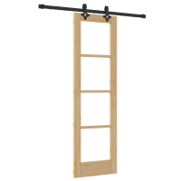 Produktbild för Skjutdörr Naturfärg 61 x 198,5 cm Massivt tallträ och glas
