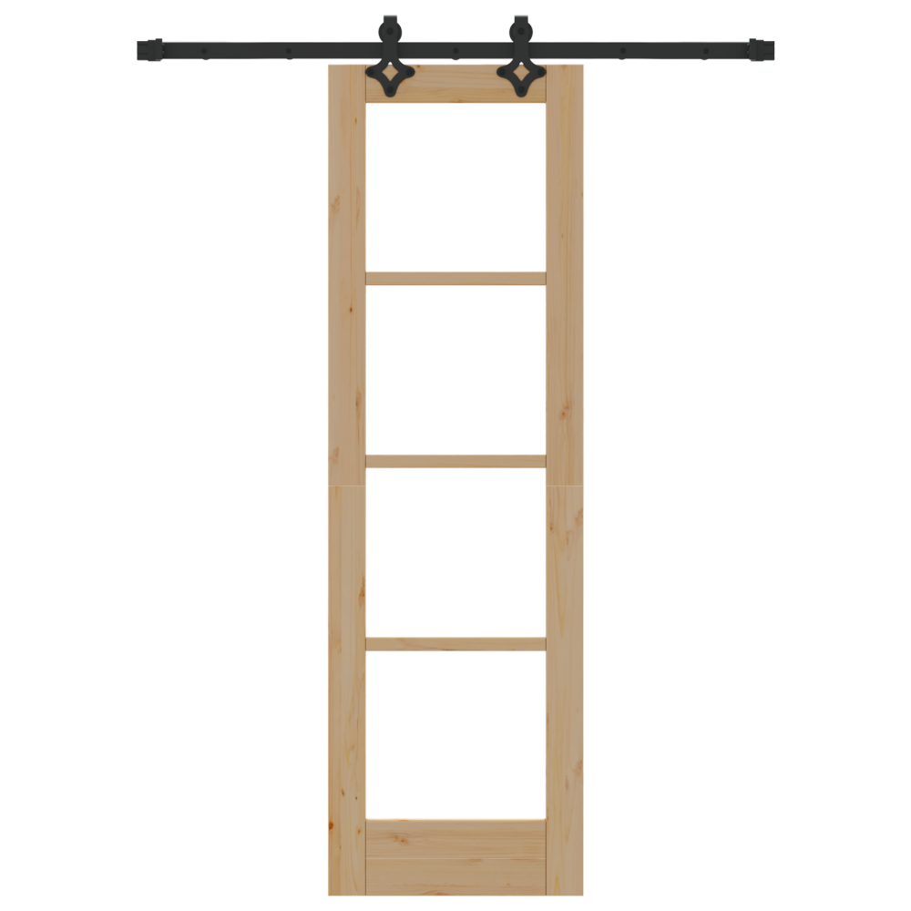 Produktbild för Skjutdörr Naturfärg 61 x 198,5 cm Massivt tallträ och glas