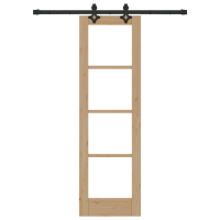 Produktbild för Skjutdörr Naturfärg 61 x 198,5 cm Massivt tallträ och glas