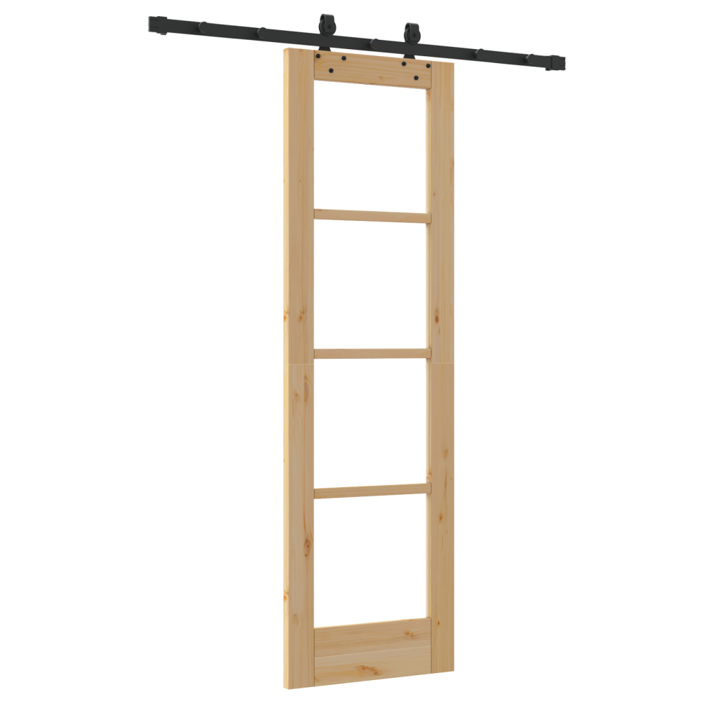 Produktbild för Skjutdörr Naturfärg 61 x 198,5 cm Massivt tallträ och glas