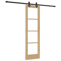 Produktbild för Skjutdörr Naturfärg 61 x 198,5 cm Massivt tallträ och glas