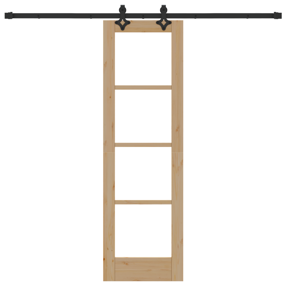 Produktbild för Skjutdörr Naturfärg 61 x 198,5 cm Massivt tallträ och glas