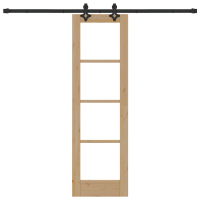 Produktbild för Skjutdörr Naturfärg 61 x 198,5 cm Massivt tallträ och glas