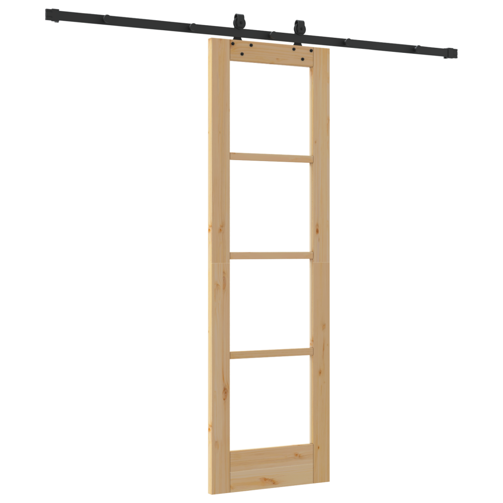 Produktbild för Skjutdörr Naturfärg 61 x 198,5 cm Massivt tallträ och glas