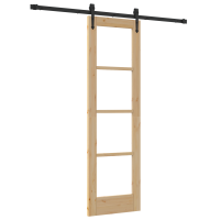 Produktbild för Skjutdörr Naturfärg 61 x 198,5 cm Massivt tallträ och glas