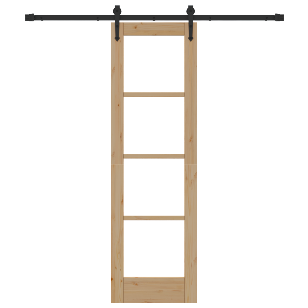 Produktbild för Skjutdörr Naturfärg 61 x 198,5 cm Massivt tallträ och glas