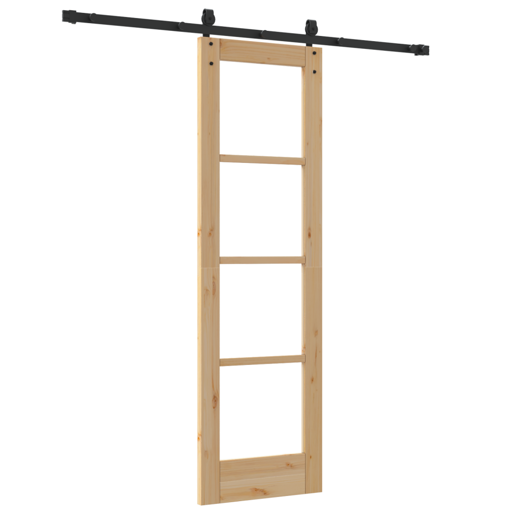 Produktbild för Skjutdörr Naturfärg 61 x 198,5 cm Massivt tallträ och glas