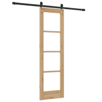 Produktbild för Skjutdörr Naturfärg 61 x 198,5 cm Massivt tallträ och glas