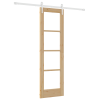 Produktbild för Skjutdörr Naturfärg 61 x 198,5 cm Massivt tallträ och glas