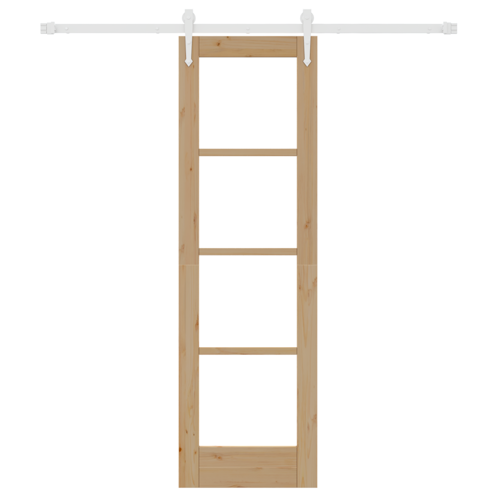 Produktbild för Skjutdörr Naturfärg 61 x 198,5 cm Massivt tallträ och glas