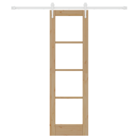 Produktbild för Skjutdörr Naturfärg 61 x 198,5 cm Massivt tallträ och glas