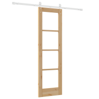Produktbild för Skjutdörr Naturfärg 61 x 198,5 cm Massivt tallträ och glas