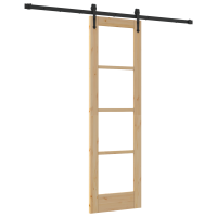 Produktbild för Skjutdörr Naturlig och svart 61 x 198,5 cm