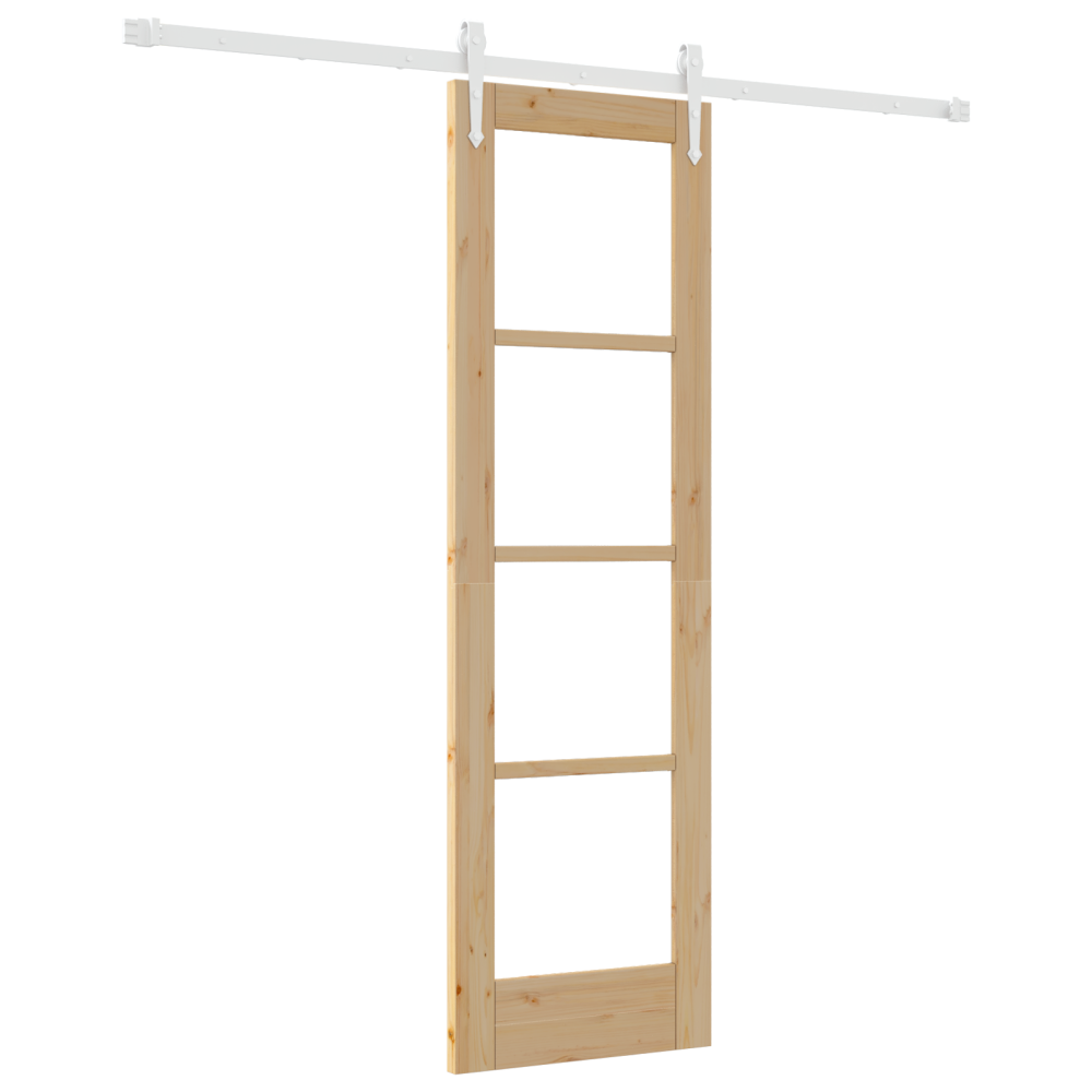 Produktbild för Skjutdörr Naturfärg 61 x 198,5 cm Massivt tallträ och glas
