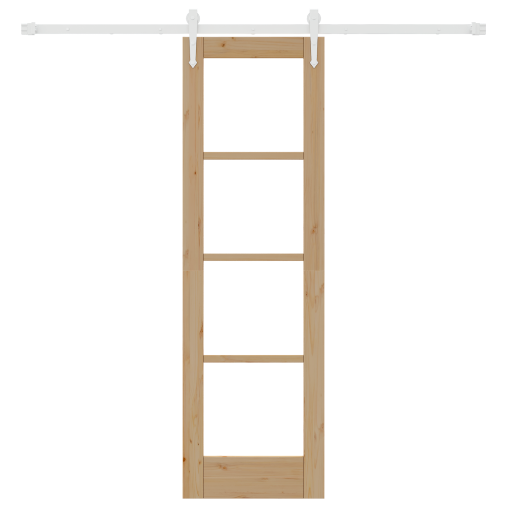 Produktbild för Skjutdörr Naturfärg 61 x 198,5 cm Massivt tallträ och glas