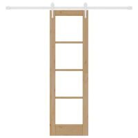 Produktbild för Skjutdörr Naturfärg 61 x 198,5 cm Massivt tallträ och glas