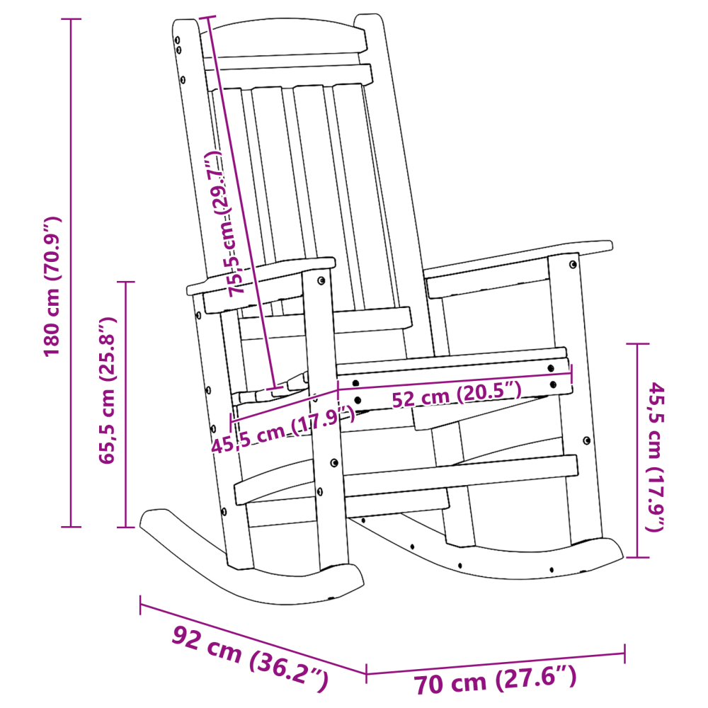 Produktbild för Gungstol 2 pcs Marinblå 92 x 70 x 108 cm polyeten
