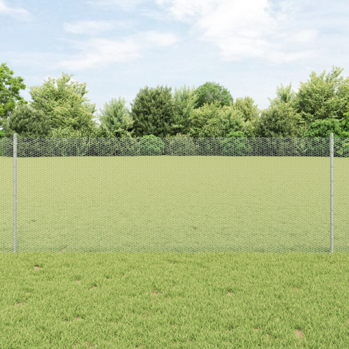 vidaXL Sexkantigt staket med stolpe 10 x 0,8 m Galvaniserat stål Mesh