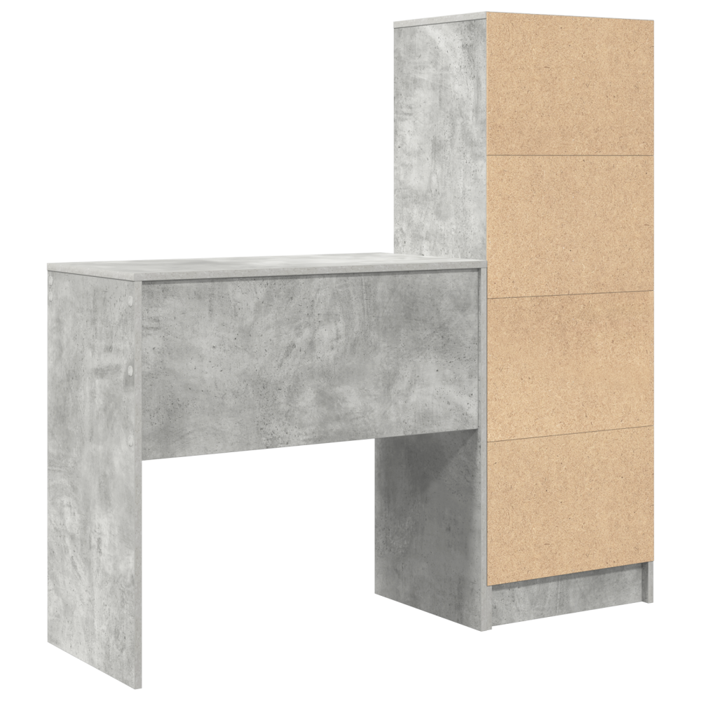 Produktbild för Skrivbord med låda med hylla med lagring 2 pcs Betonggrå