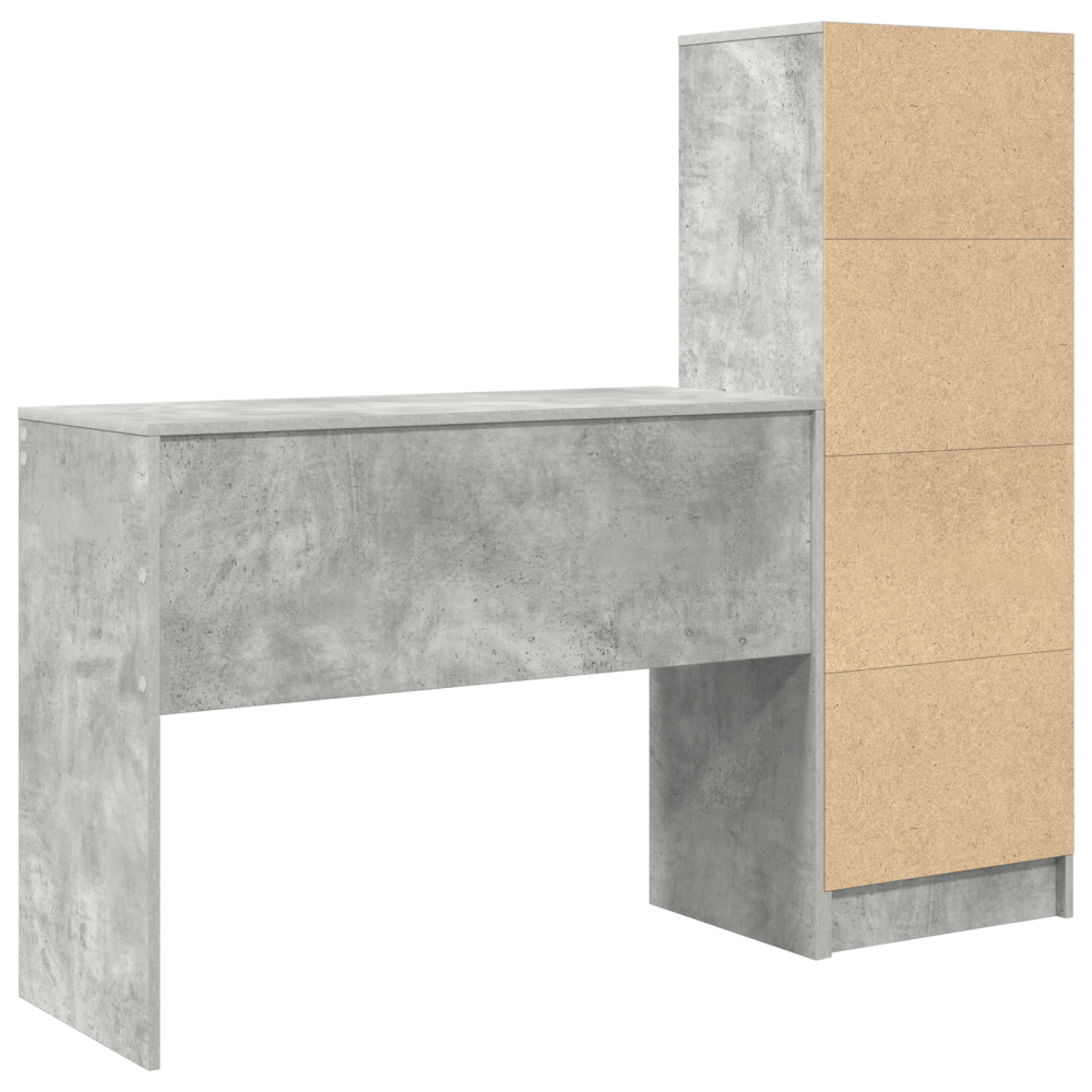Produktbild för Skrivbord med låda med hylla med lagring 2 pcs Betonggrå