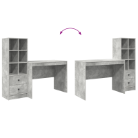 Produktbild för Skrivbord med låda 2 pcs Betonggrå