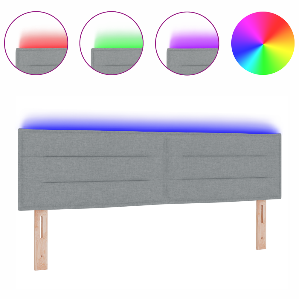 Produktbild för LED huvuddyna med LED-ljusslingor Ljusgrå 160 cm tyg