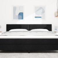 Produktbild för LED huvuddyna med LED-ljusslingor Svart 180 cm tyg