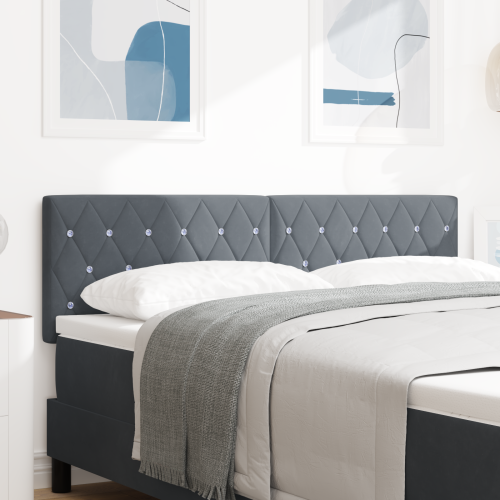vidaXL LED huvuddyna med LED-ljusslingor Mörkgrå 160 cm Sammet