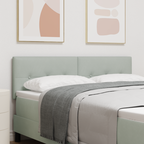 vidaXL LED huvuddyna med LED-ljusslingor Ljusgrå 160 cm Sammet
