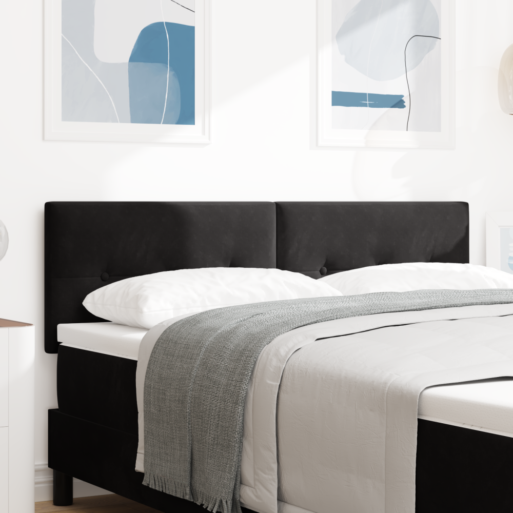 Produktbild för LED huvuddyna med LED-ljusslingor Svart 160 cm Sammet