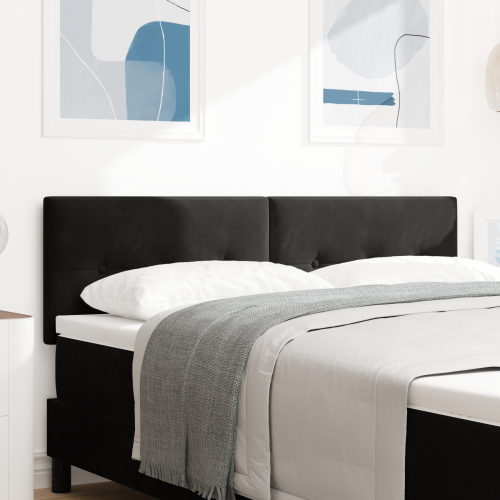 vidaXL LED huvuddyna med LED-ljusslingor Svart 160 cm Sammet