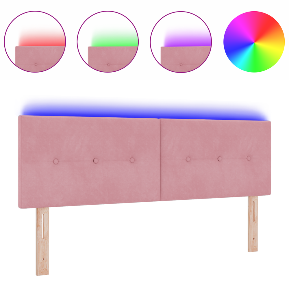 Produktbild för LED huvuddyna med LED-ljusslingor Rosa 160 cm Sammet