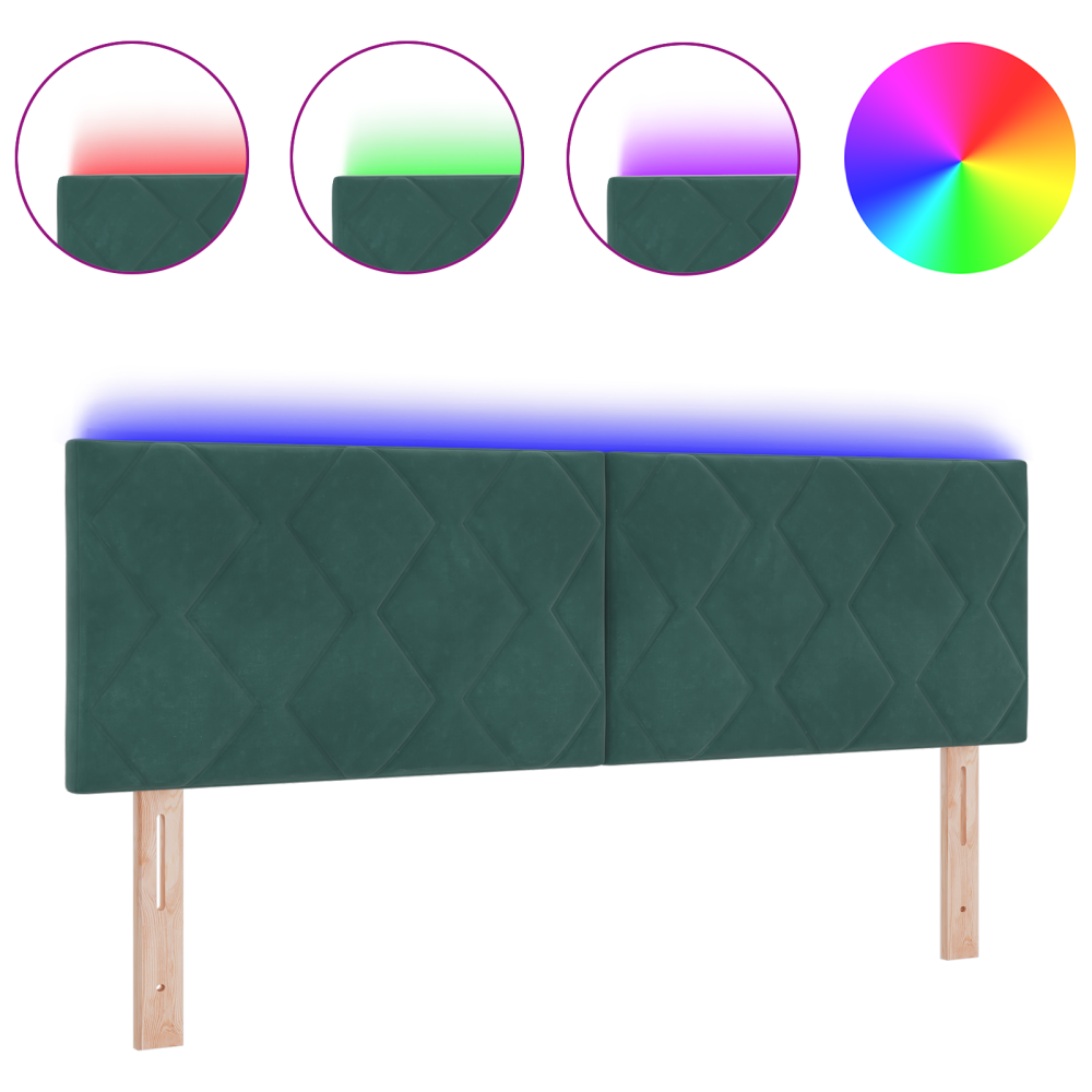 Produktbild för LED huvuddyna Mörkgrön 144 cm Sammet
